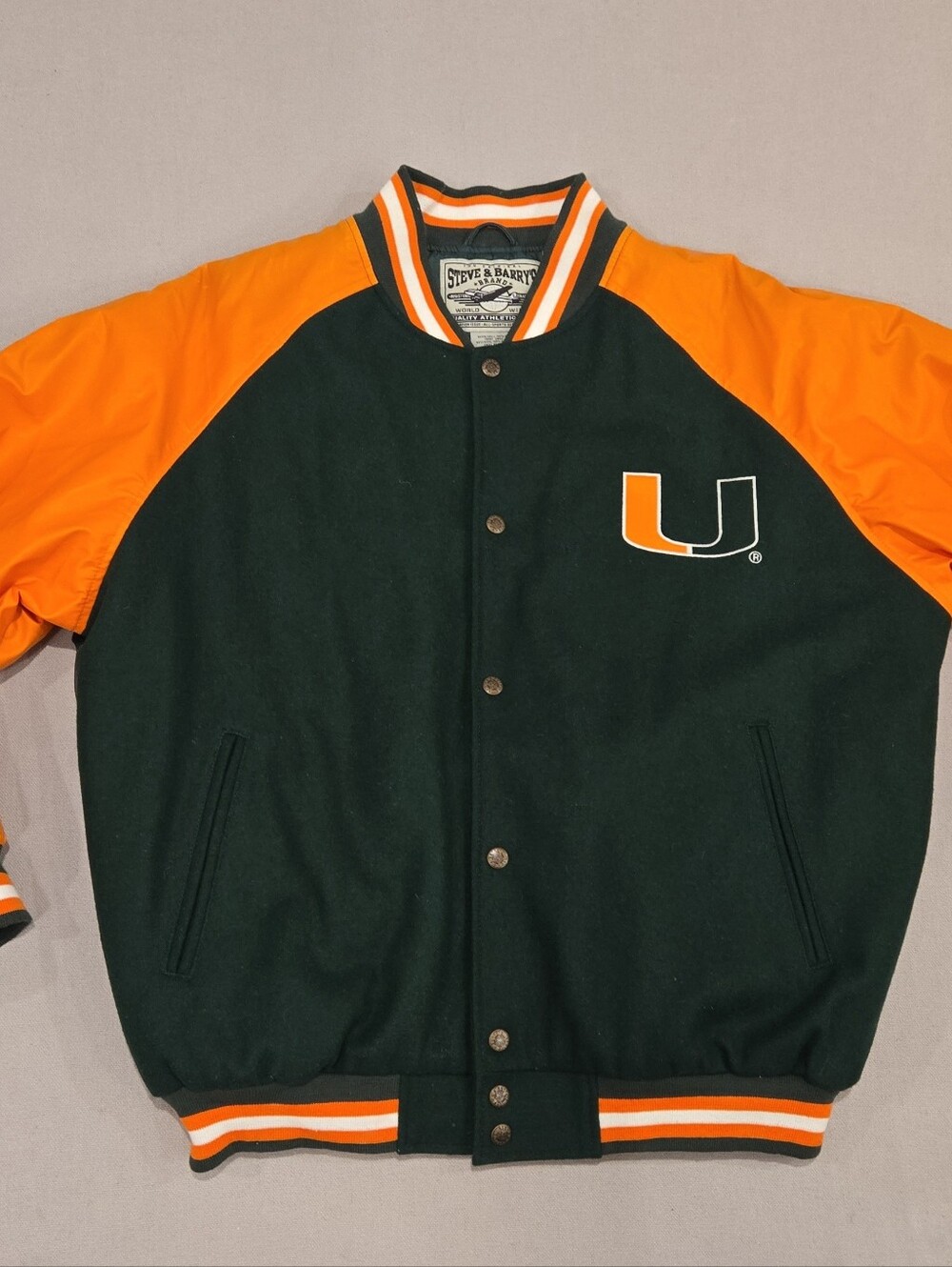 VTG University Of Miami Hurricanes Steve & Barry's Wool Varsity Jacket